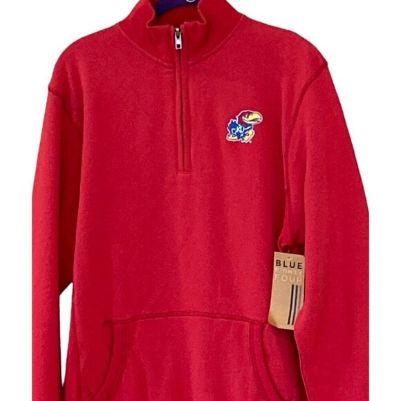 Blue 84 Unisex 2017 Kansas Jayhawks Quarter Zip Sweatshirt Red Size S NW - Picture 2 of 7